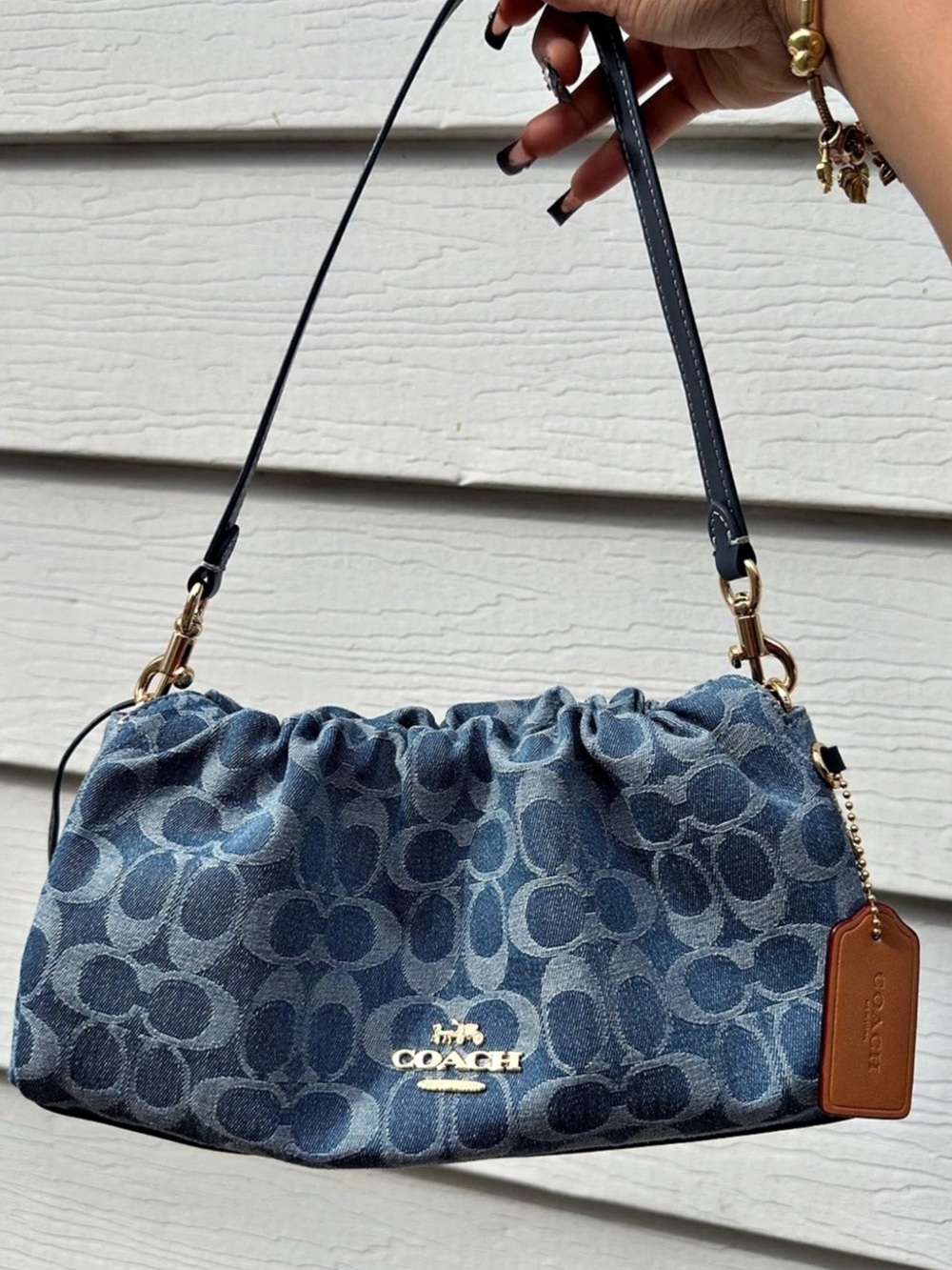 Coach Faye Shoulder Bag in Signature Denim Blue Style CDE45